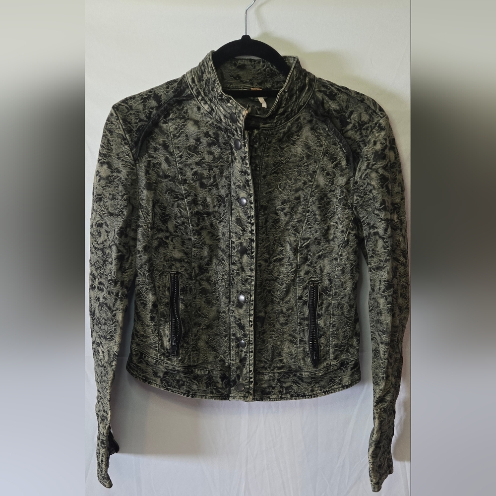 Free People Faded Victorian Moto Zipper Lightweight Jacket Size 4